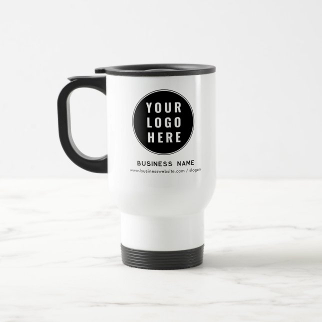 Modern Business Logo Website Custom Promotional Travel Mug (Left)