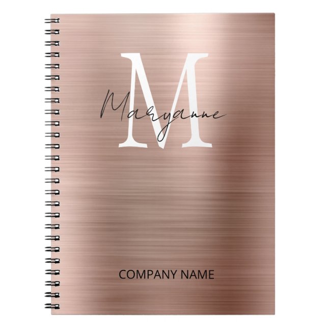 Modern Business Monogram Pink Notebook (Front)