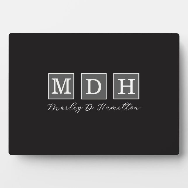 Modern Business Monogrammed Name Plaque (Front)