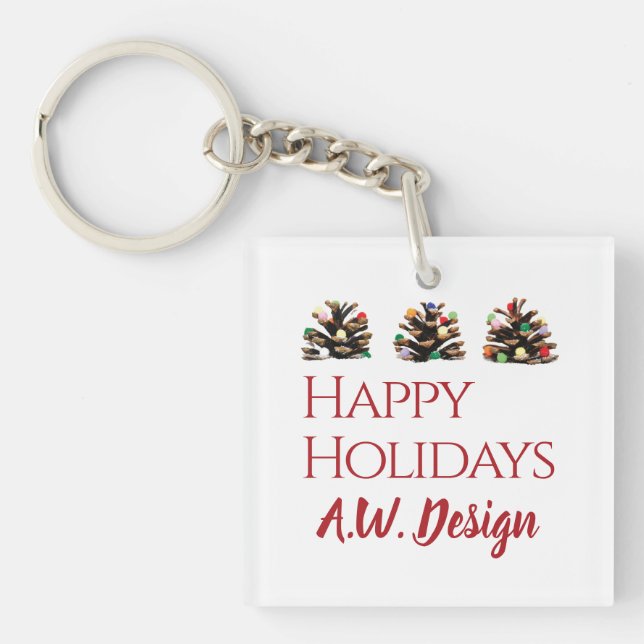 Modern business nature Merry Christmas keychain (Front)