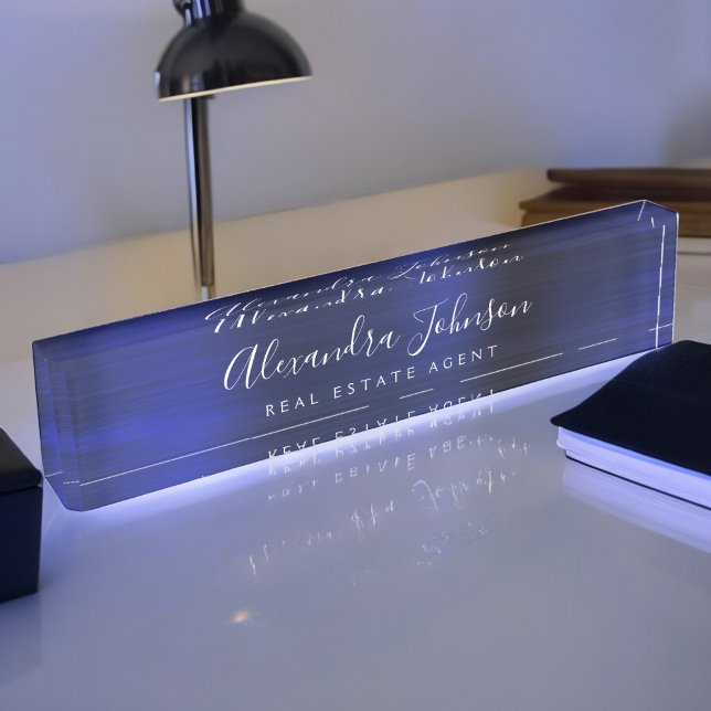 Modern Business Navy Blue Elegant Professional Nameplate (Creator Uploaded)