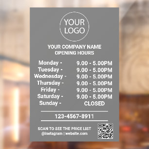 Modern Business Opening Hours Logo Qr Code Grey   
