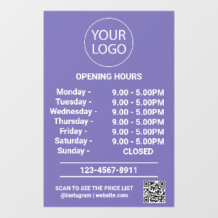 Modern Business Opening Hours Logo Qr Code purple