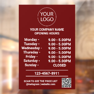 Modern Business Opening Hours Logo Qr Code Red    