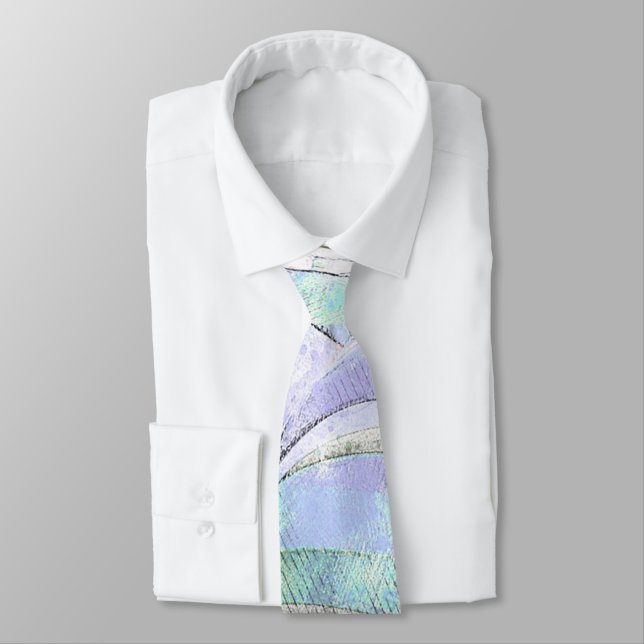 Modern Business Pattern Abstrac Blue Green Tie (Tied)