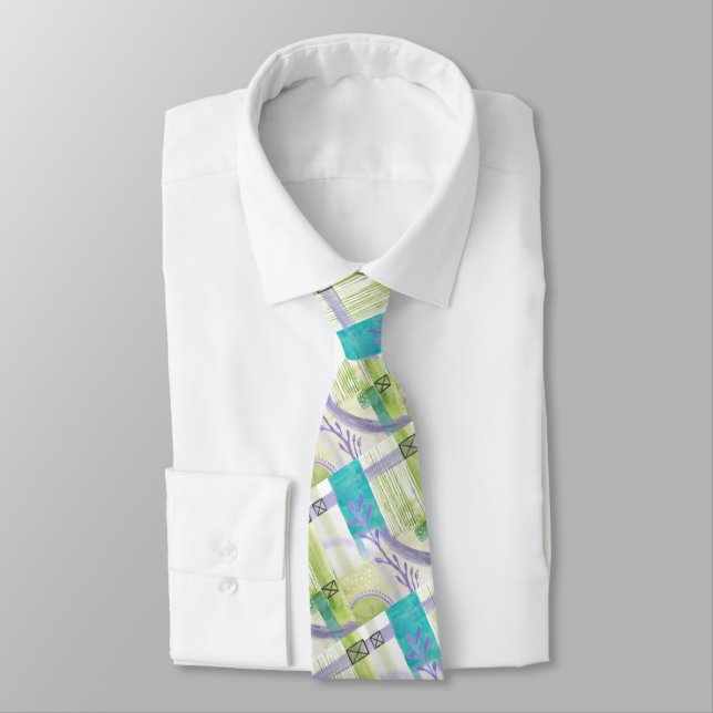 Modern Business Pattern Abstrac Blue Tie (Tied)