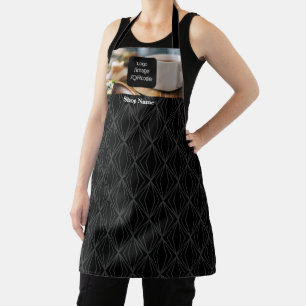 Modern Business Pattern Photo Black Apron