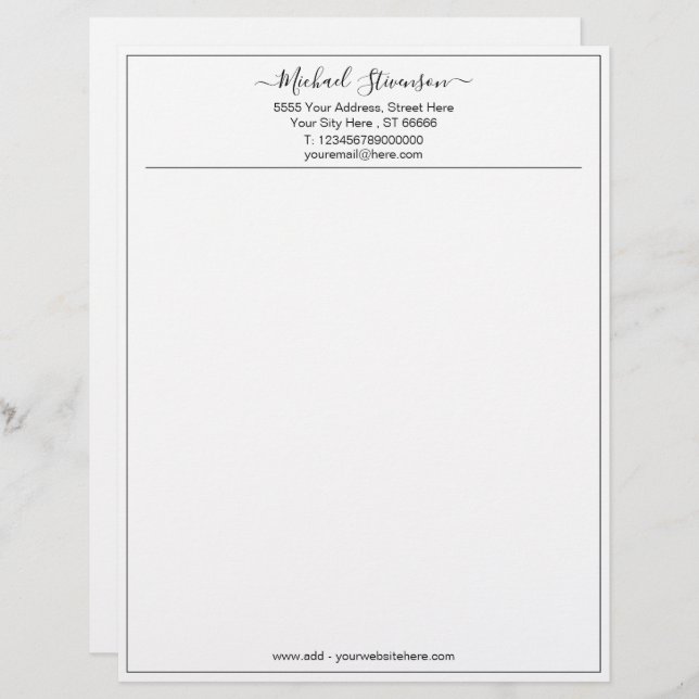 Modern Business Personalised Letterhead Example (Front/Back)