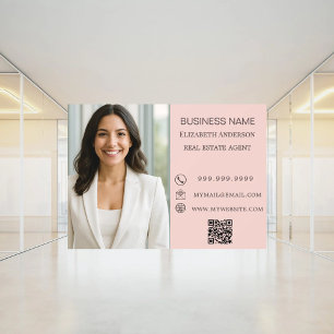 Modern Business Photo Contact Information pink