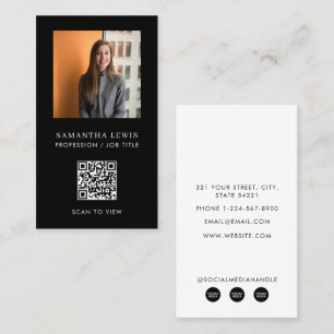 Modern Business Photo QR Code Custom Social Media Business Card