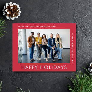 Modern Business Photo Red Corporate Christmas Holiday Postcard