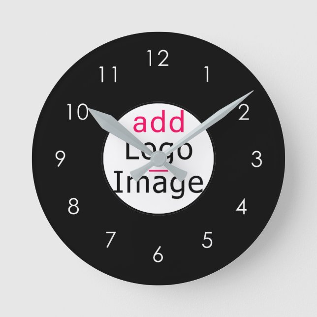 Modern Business Promo Custom Black Round Clock (Front)