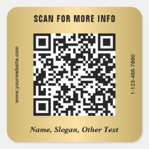 Modern Business QR Code Gold Square Sticker