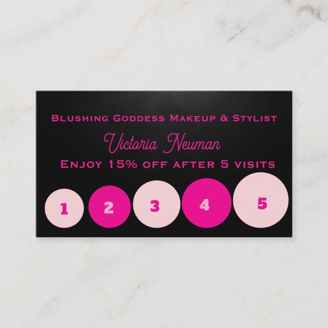 Modern Business QR Code| Minimalist Pink & Black  Loyalty Card (Front)