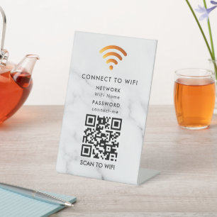 Modern Business QR Code Wifi Network Personalized Pedestal Sign