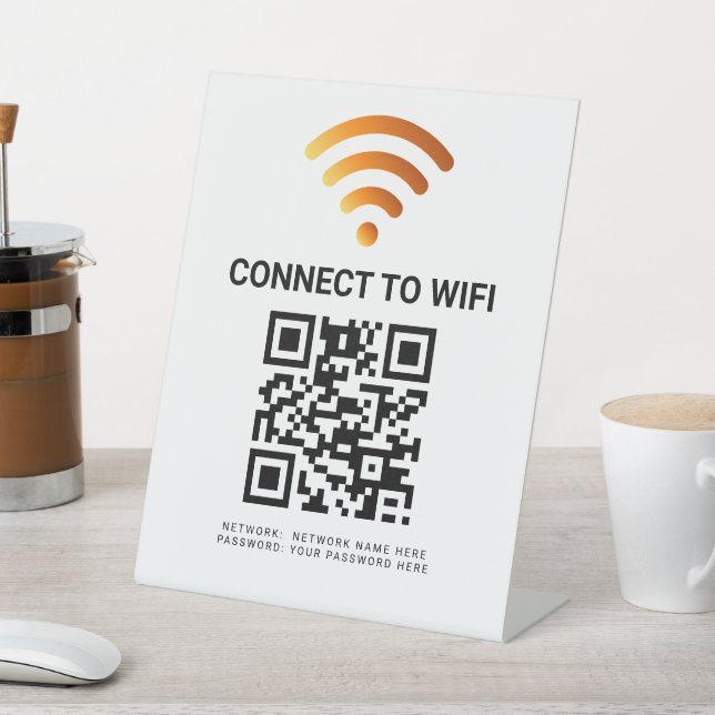 Modern Business QR Code Wifi Network Personalized Pedestal Sign (In SItu)