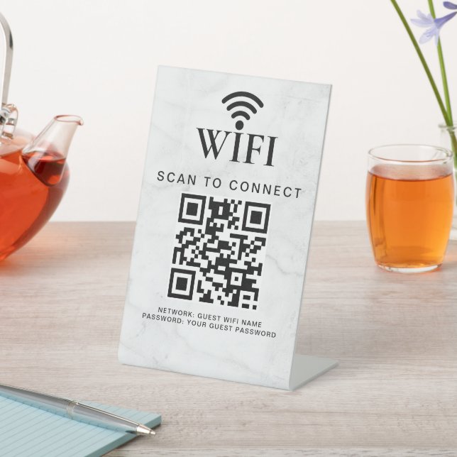 Modern Business QR Code Wifi Network Personalized Pedestal Sign (In SItu)