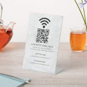 Modern Business QR Code Wifi Network Personalized Pedestal Sign