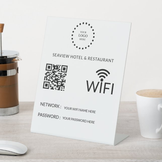 Modern Business QR Code Wifi Network Personalized Pedestal Sign (In SItu)