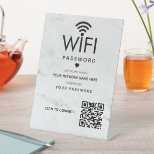 Modern Business QR Code Wifi Network Personalized Pedestal Sign