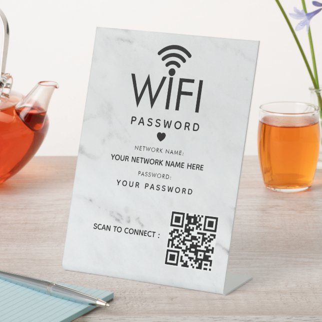 Modern Business QR Code Wifi Network Personalized Pedestal Sign (In SItu)