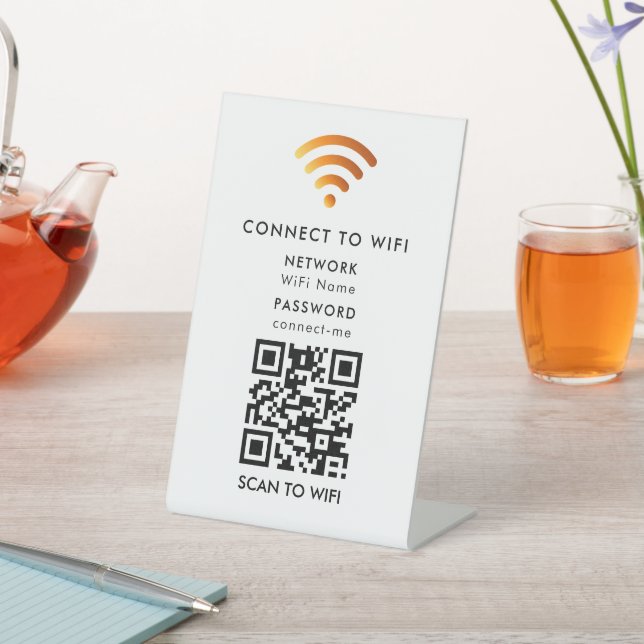 Modern Business QR Code Wifi Network Personalized Pedestal Sign (In SItu)
