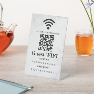 Modern Business QR Code Wifi Network Personalized Pedestal Sign
