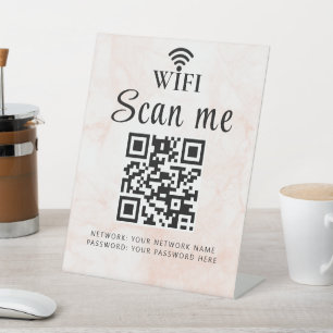 Modern Business QR Code Wifi Network Personalized Pedestal Sign