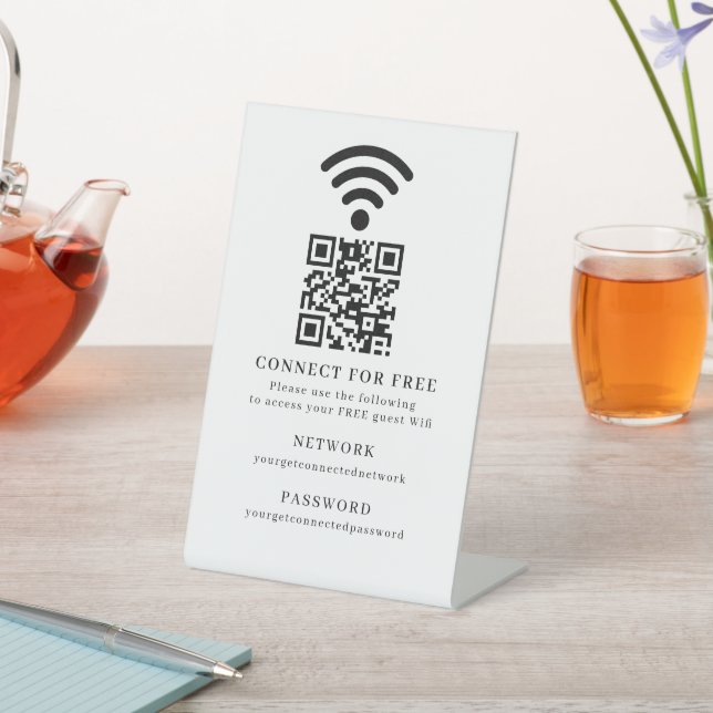 Modern Business QR Code Wifi Network Personalized Pedestal Sign (In SItu)
