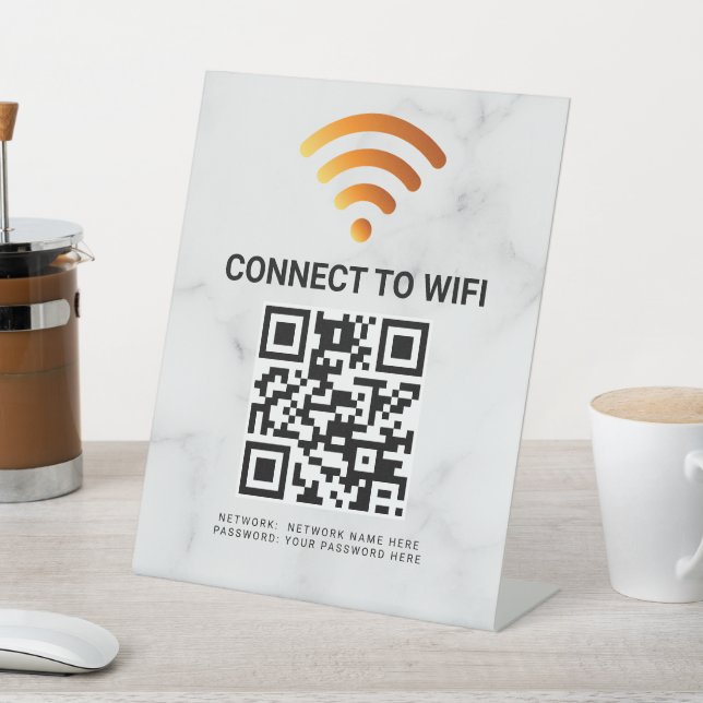 Modern Business QR Code Wifi Network Personalized Pedestal Sign (In SItu)