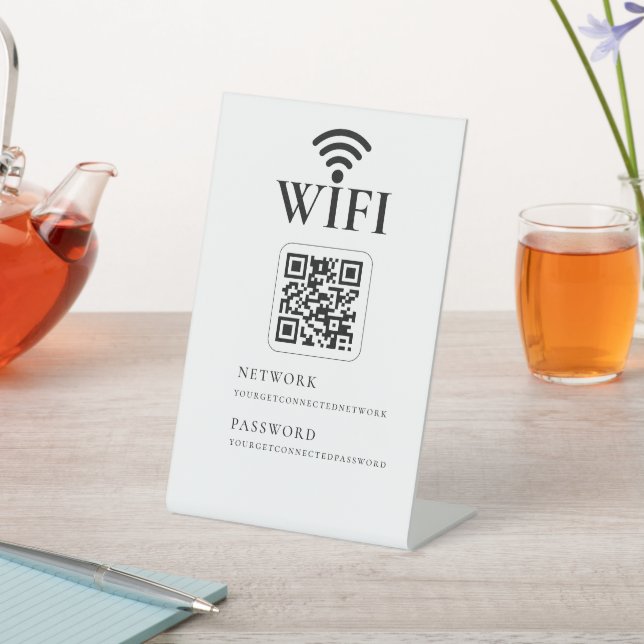 Modern Business QR Code Wifi Network Personalized Pedestal Sign (In SItu)