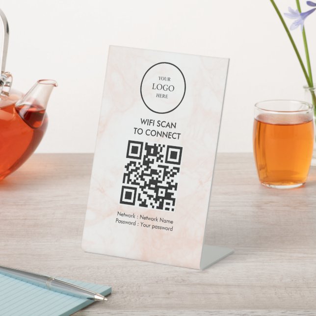 Modern Business QR Code Wifi Network Personalized Pedestal Sign (In SItu)