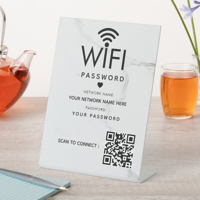 Modern Business QR Code Wifi Network Personalized Pedestal Sign (In SItu)