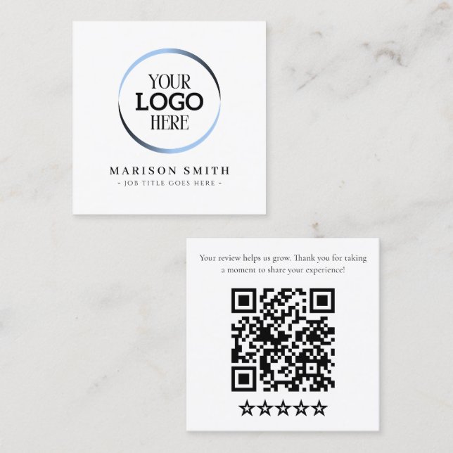 Modern Business Reviews QR Code Card | Custom Logo (Front/Back)