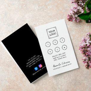 Modern Business Reward 6 Punch Logo white black Card