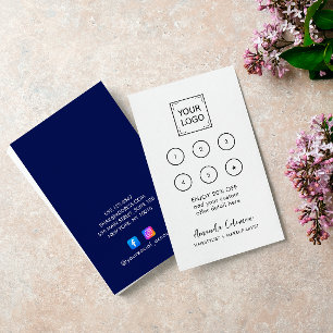 Modern Business Reward 6 Punch Logo white BLUE Business Card