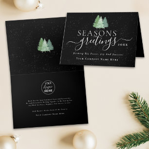 Modern Business Seasons Greetings Company Logo Holiday Card
