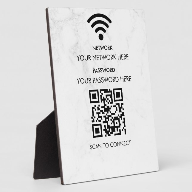Modern Business Wifi Network and Password Black  Plaque (Side)