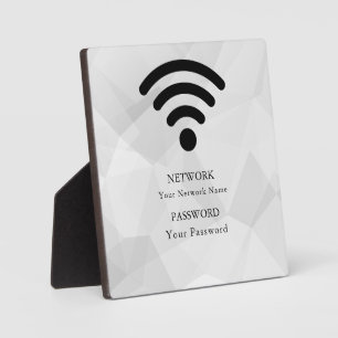 Modern Business Wifi Network and Password Black  Plaque