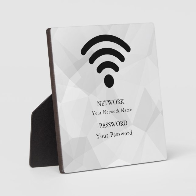 Modern Business Wifi Network and Password Black  Plaque (Front)