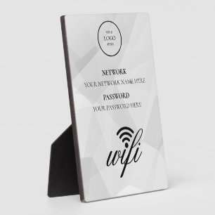 Modern Business Wifi Network and Password Black  Plaque