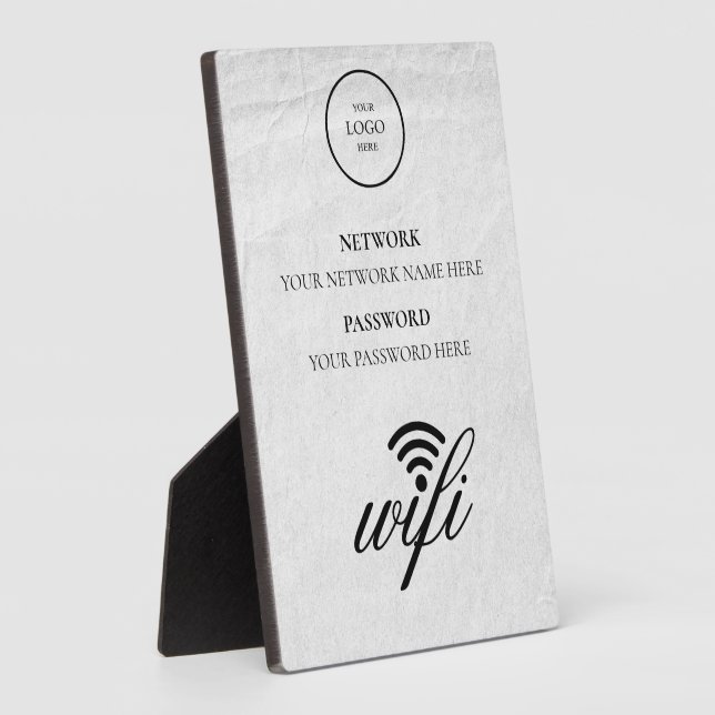 Modern Business Wifi Network and Password Black  Plaque (Side)