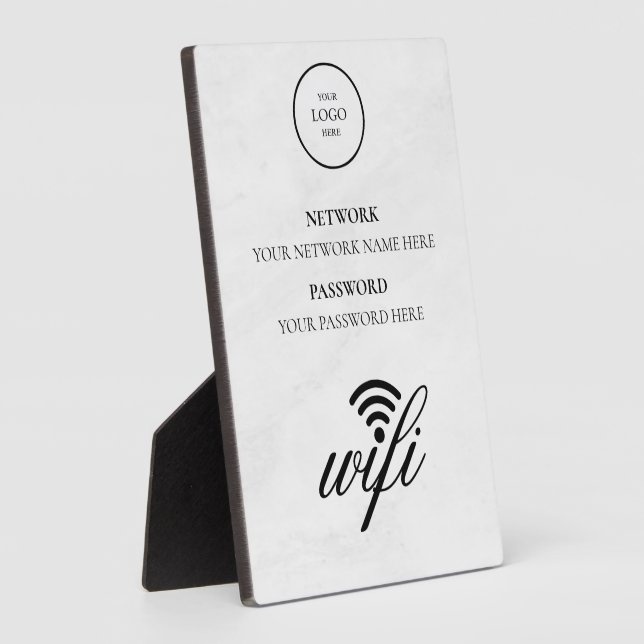 Modern Business Wifi Network and Password Black  Plaque (Side)
