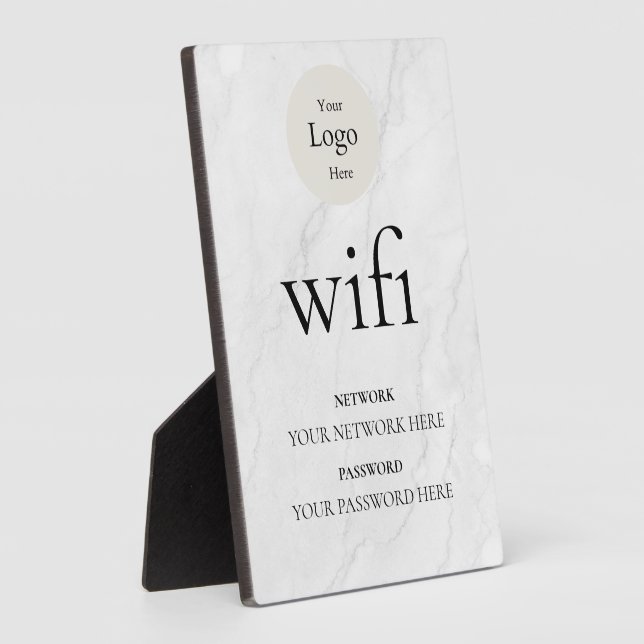 Modern Business Wifi Network and Password Black  Plaque (Side)