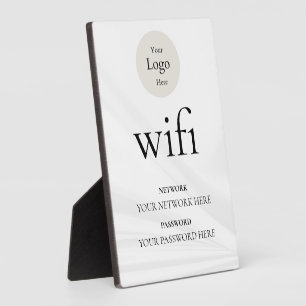 Modern Business Wifi Network and Password Black  Plaque