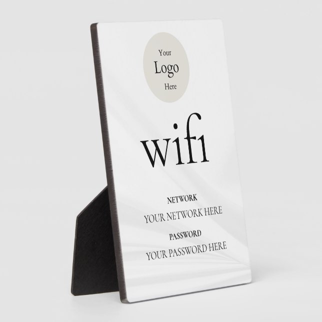 Modern Business Wifi Network and Password Black  Plaque (Side)