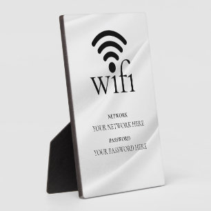 Modern Business Wifi Network and Password Black  Plaque
