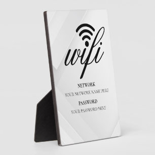 Modern Business Wifi Network and Password Black  Plaque