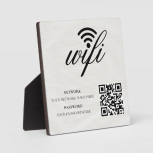 Modern Business Wifi Network and Password Black  Plaque