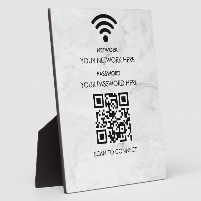 Modern Business Wifi Network and Password Black  Plaque (Side)